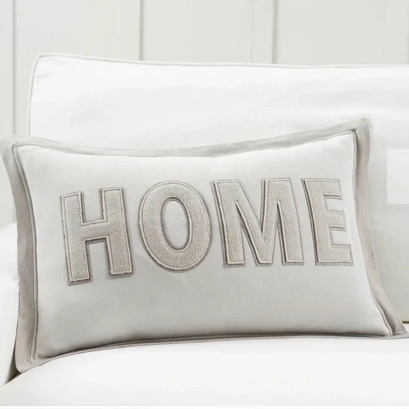 Pottery Barn HOME Appliqué Lumbar Pillow Cover Jersey Gray 16x24” - Picture 1 of 3
